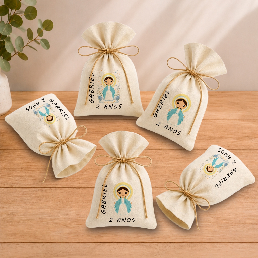 Kit 20 Saquinhos Lembrancinha Personalizada Festa Infantil Aniversário Nossa Senhora das Graças 11x17
