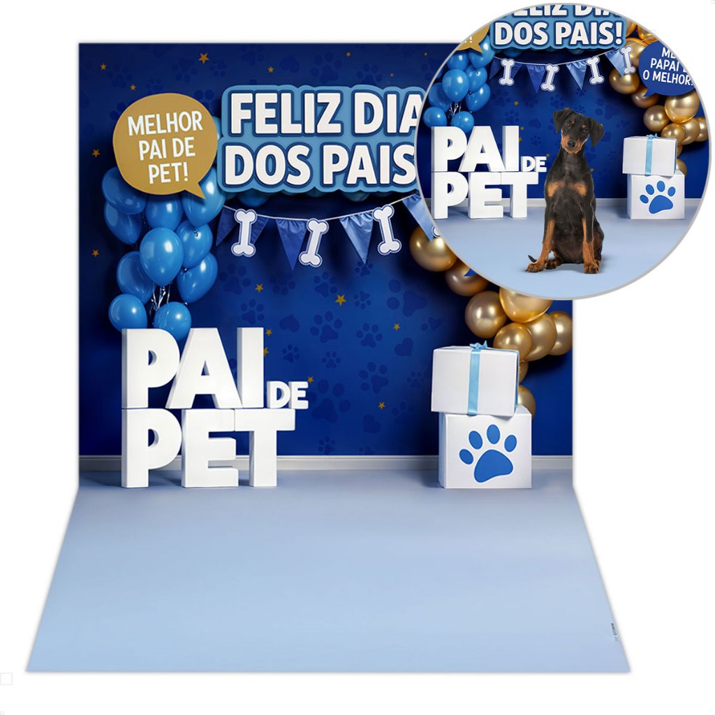 Fundo Fotográfico Dia dos Pais Pet Shop Cenário Pai de Pet Em Tecido 1,20x1,70 - C-702