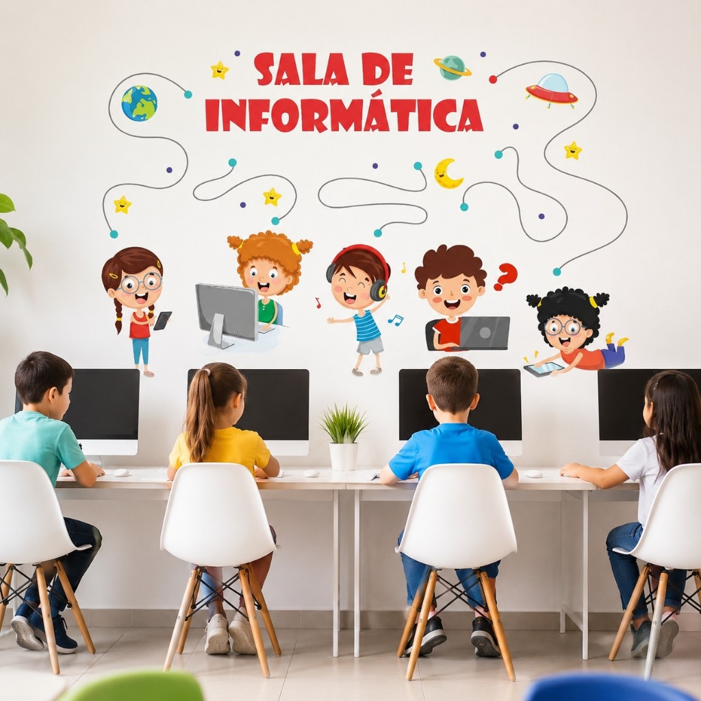 Adesivo De Parede Sala Informática Infantil Escola Kids Si4