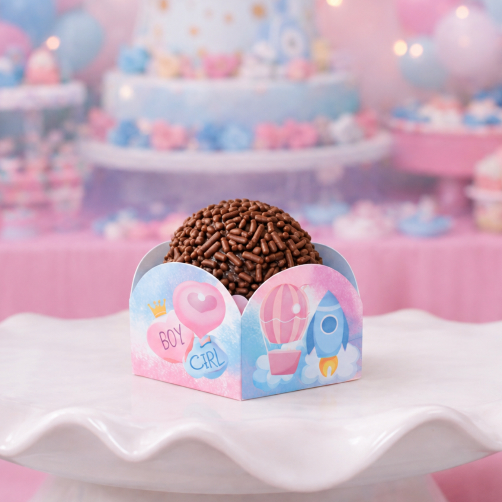 Forminha para Doces Personalizada | Brigadeiro | Chá Revelação | Aniversário | 20 a 100 Unidades