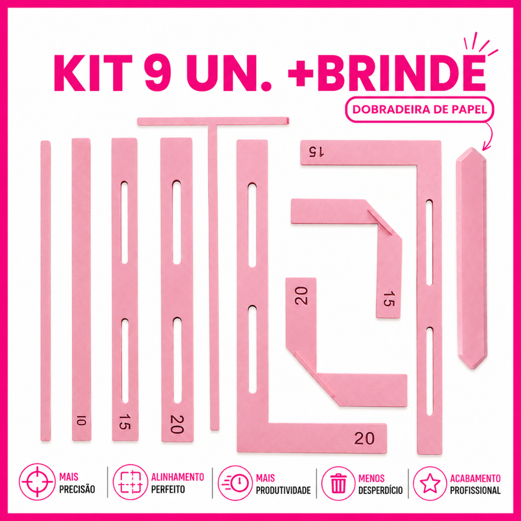 Kit Completo Encadernação A5 | 9 Gabaritos + Dobradeira Grátis