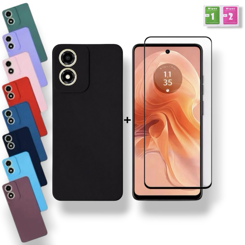 Capa + Película Moto G04 / G04S / E14 Capinha Anti Impacto Motorola Aveludada