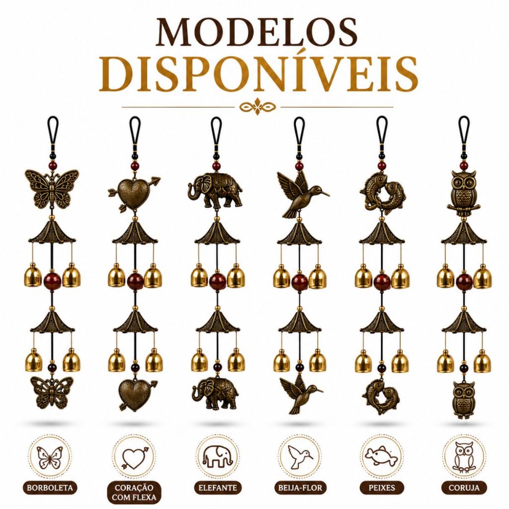 Sino Dos Ventos Grande 70cm 3 Camadas Relaxante Metal