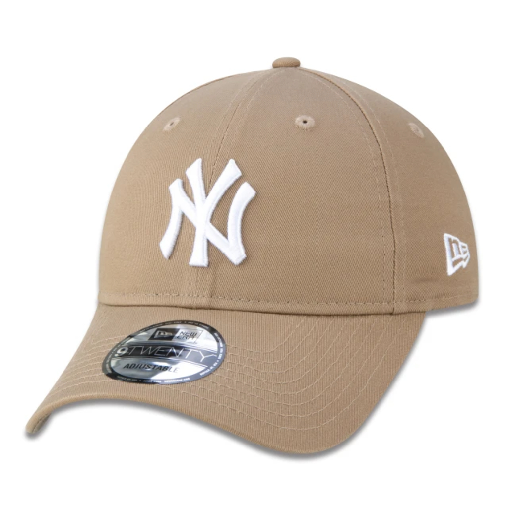 Boné New Era 9TWENTY MLB New York Yankees Aba Curva Kaki Logo Branco - Original
