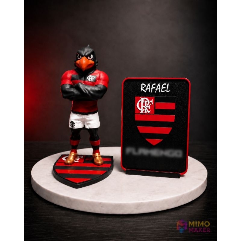Placa Decorativa Personalizada + Mascote Rubro-Negro – Presente para Torcedores