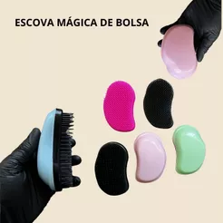 KIT 5 Escovas Mágica de Bolsa Portátil Compacta Desembaraçadora de Cabelo