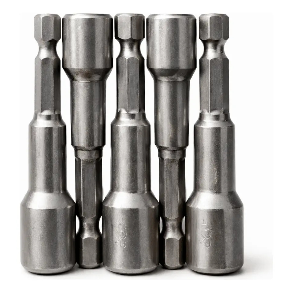 Kit Jogo Bits Soquetes Magnético Parafusadeira 8mm Kit 5 Peças Profissional Ponteira