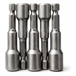 Kit Jogo Bits Soquetes Magnético Parafusadeira 8mm Kit 5 Peças Profissional Ponteira