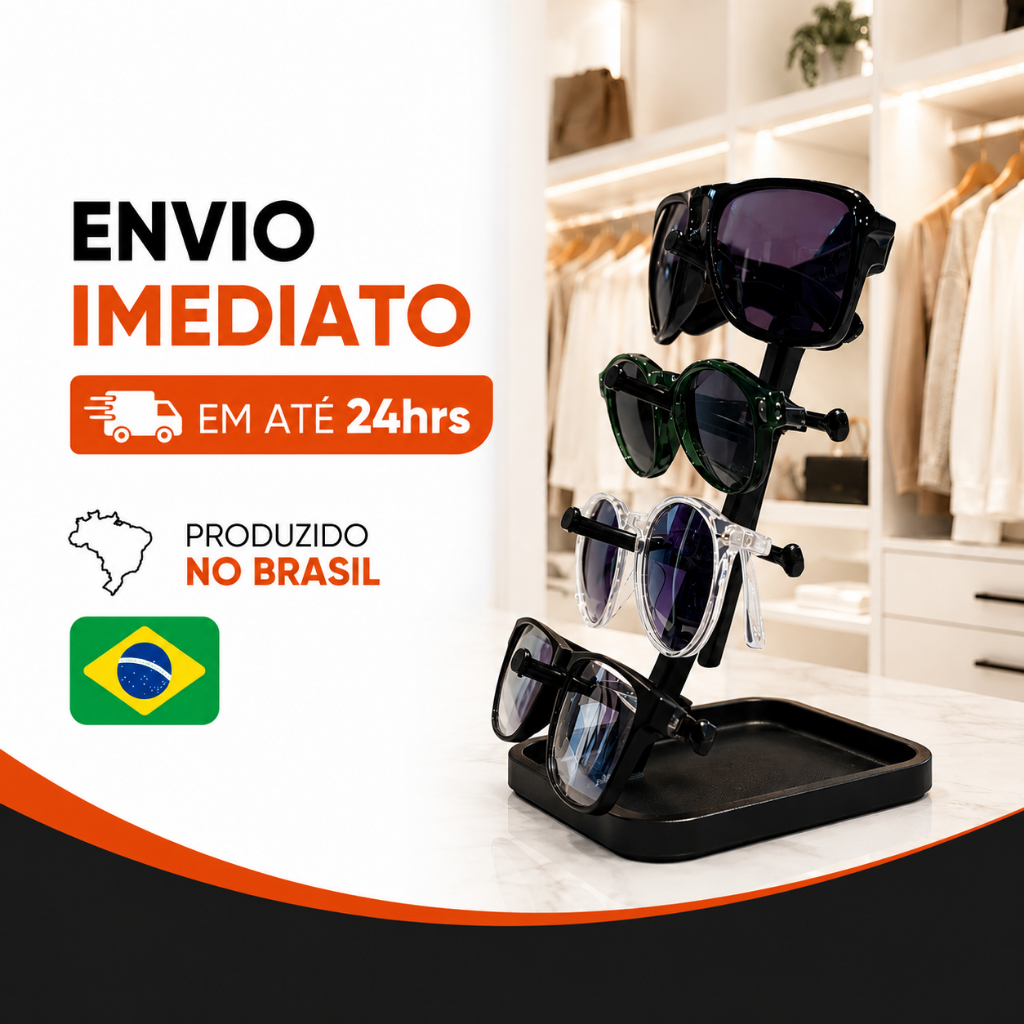 Organizador Porta Óculos 4 Lugares Óculos de Sol e Grau Expositor Suporte de Mesa Quarto Premium