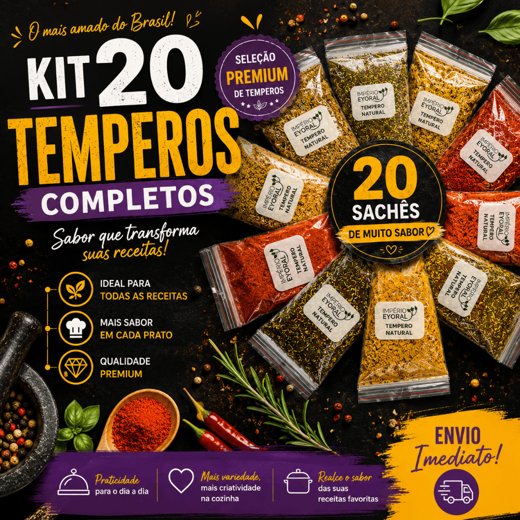 Kit com 20 unidades de Temperos e Condimentos para sua Cozinha mais vendido temperos e condimentos