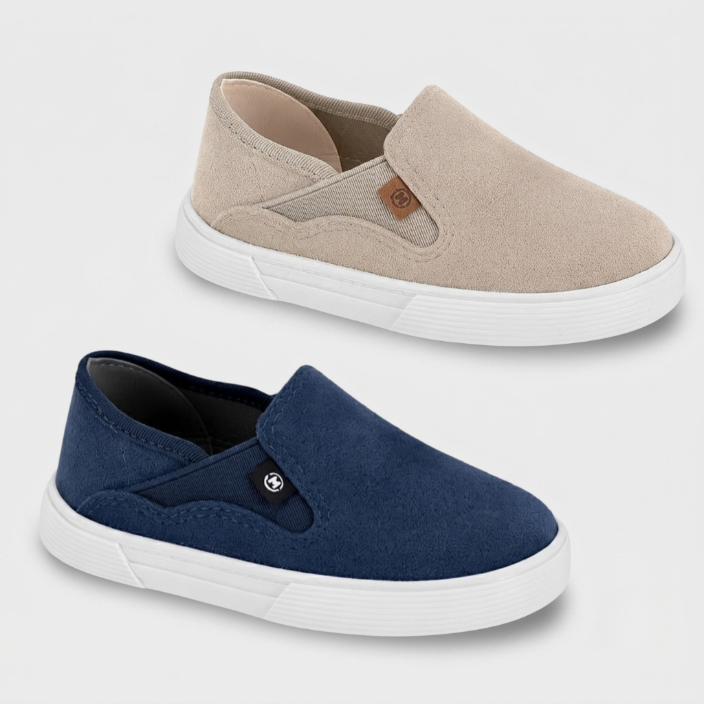 Sapatênis Molekinho Infantil Menino Slip On Camurça Conforto Azul