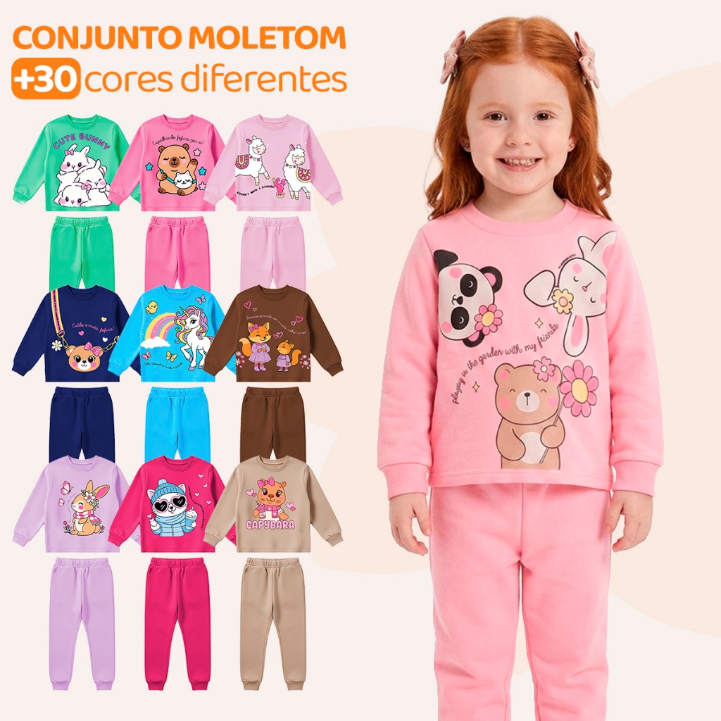 Kit Sortido 4 Peças Moletom Roupa De Bebê Menina Infantil Inverno Peças Moletom 