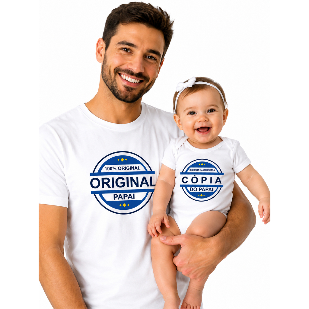 Kit Camiseta e Body de Neném Tal Pai Tal Filha Dia dos Pais Presente Especial para Papai Personalizado