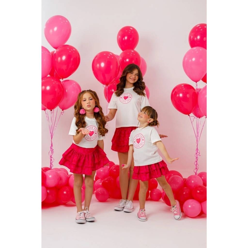 Conjunto verão infantil e juvenil menina tropical bloguerinha blusa + short saia tamanho 14