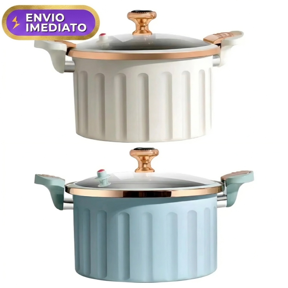 Panela de Micro Pressão Antiaderente 7 Litros Off White para Fogão a Gás