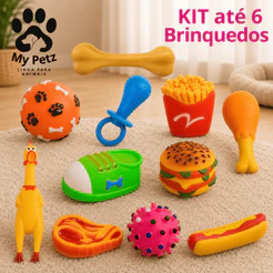 KIT Mordedor Com Apito, Brinquedo Cachorro Pet Pequeno Médio Porte Brinquedinho Pet Mordedor