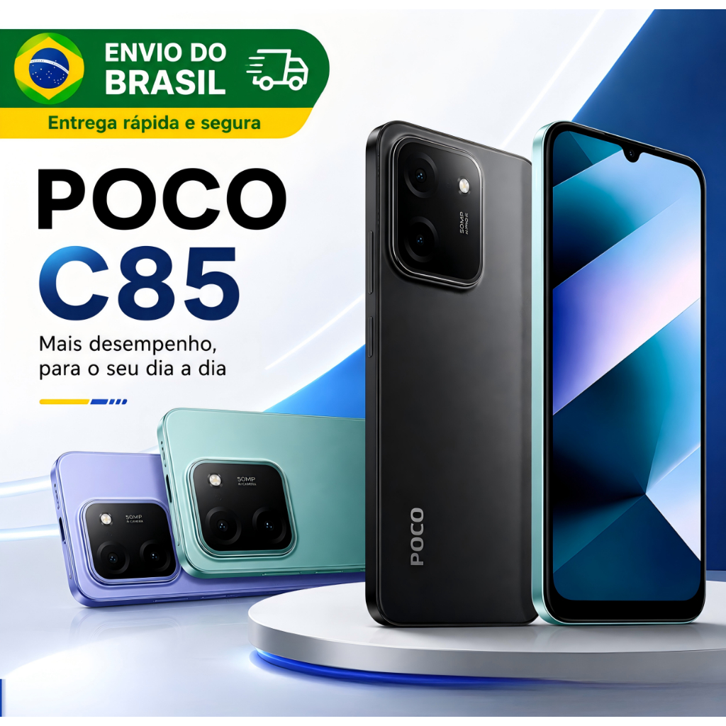 Smartphone Xiaomi POCO C85 4G 6,9" 120Hz Bateria 6000mAh Carga Rápida Dual SIM