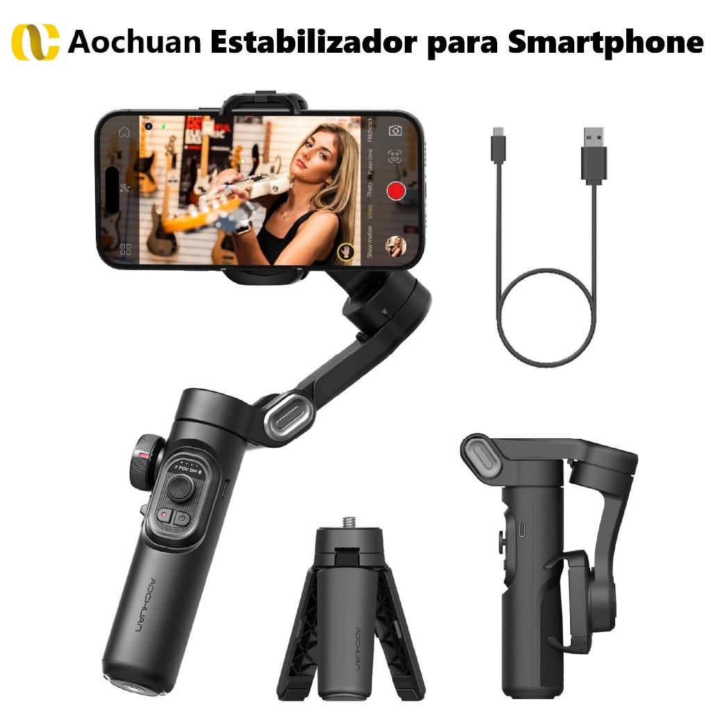 AOCHUAN SMART XE Estabilizador de Smartphone 3 Eixos Design Dobrável e Leve para Vlog Live e Viagens
