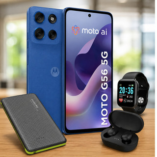 Smartphone G56 5G  256GB 8GB RAM+16GB Ram 50MP Sony Lytia 600 AI Camera + Powerbank + Fone Bluetooth + Relógio