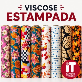 Tecido Viscose Estampada 100% Viscose 1mt x 1,46mt Largura – Para Vestidos, Saias e Blusas (viscose 1 a 59)