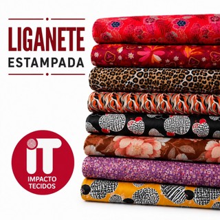Tecido Liganete Estampada Malha Fria 1 Metro x 1,60m Para Vestidos Blusas Saias e Moda Praia