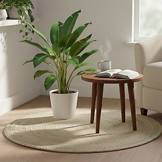 Tapete Redondo Liso em Palha Carnaúba 1.20mt Artesanal Natural para Decoração