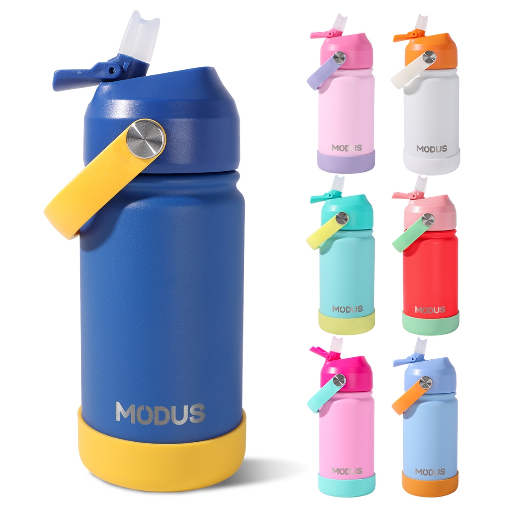 MODUS Garrafa Térmica Infantil 420ml Aço Inoxidável Com Canudo Autocolantes Bico