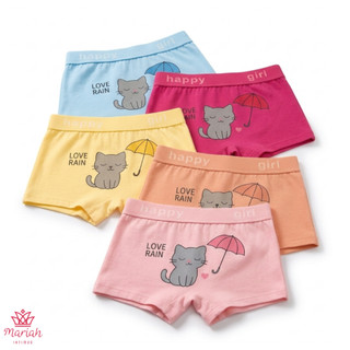Kit 12/10/6/3 Calcinhas Infantil Boxer Para Meninas Tecido Respirável Cores Sortidas