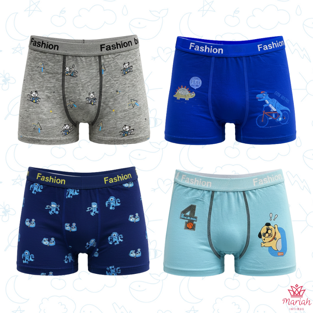 Kit 12/9/6 ou 3 Cuecas Boxer Infantil Menino Tecido confortável Cores Sortidas