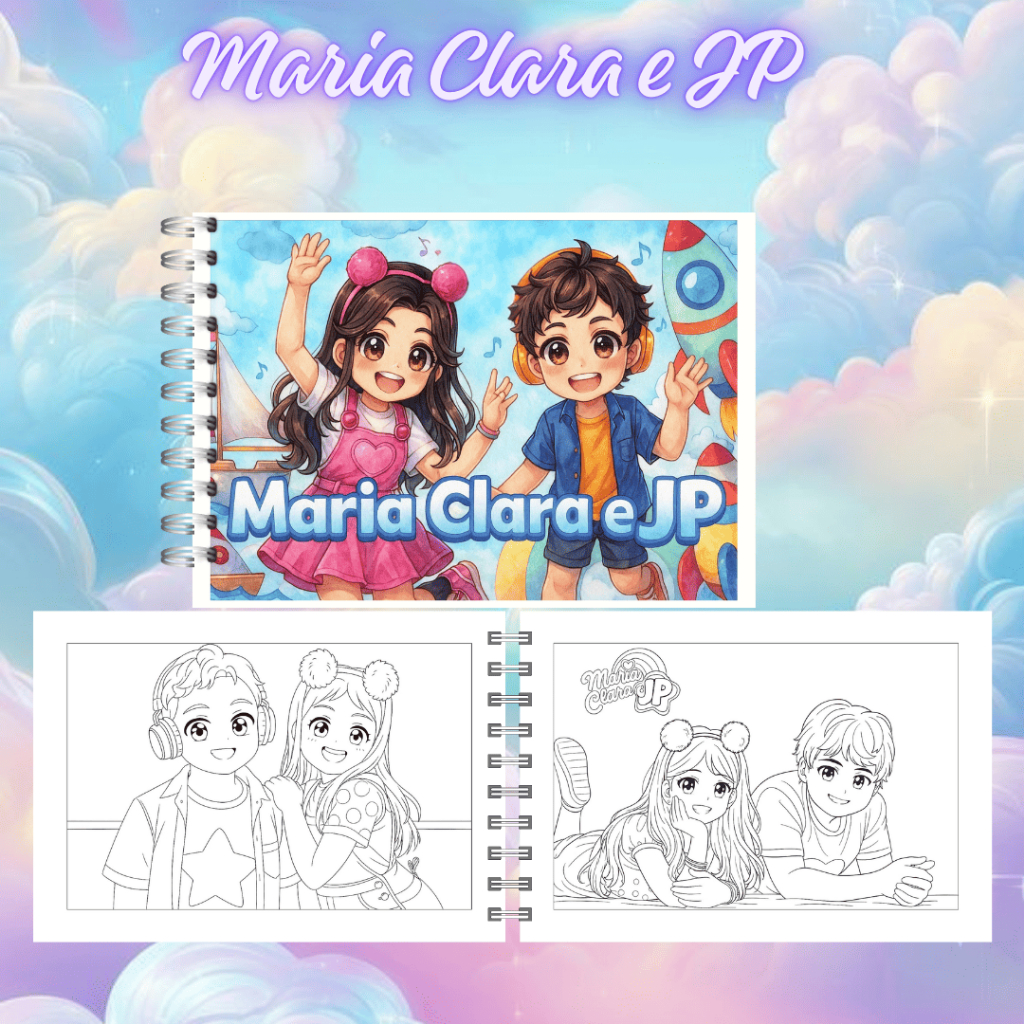 Livro de Colorir - Maria Clara e JP - Caderno de Desenho Pintura (Colorirng Book)