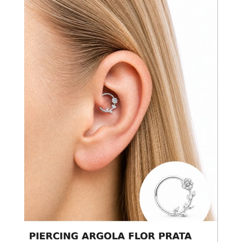 Piercing Argola flor Daith Prata 925