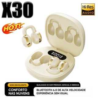 Fone Bluetooth Clip Ouvido Ergonômico Áudio Espacial Redução Ruído IA Display LED Uso Confortável