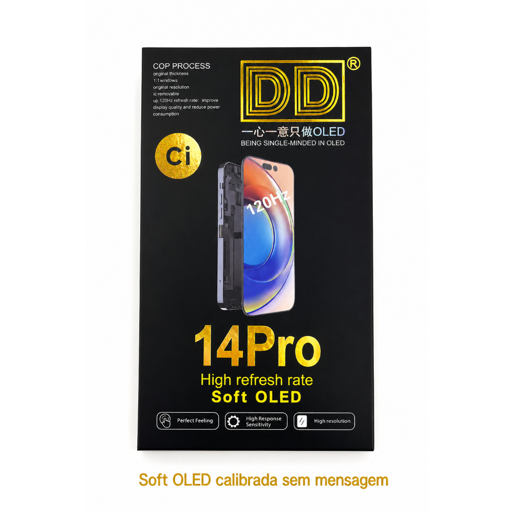 Tela Calibrada iPhone 14 Pro DD Soft OLED 120Hz Sem Troca CI