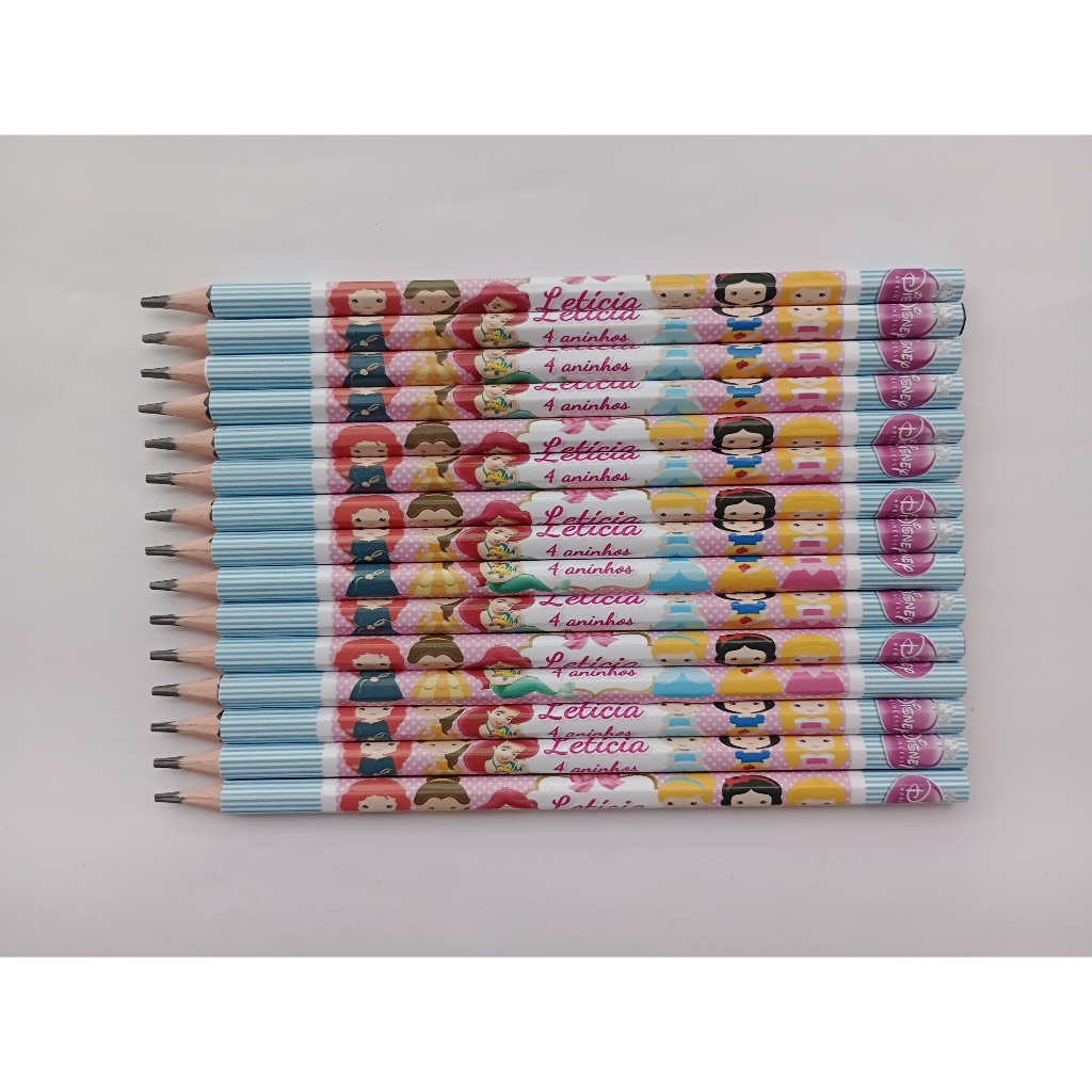 Kit Lápis PRINCESAS MINUS Personalizado - Lembrancinha aniversário - Lápis PRINCESAS DISNEY BABY - Lápis Personalizado