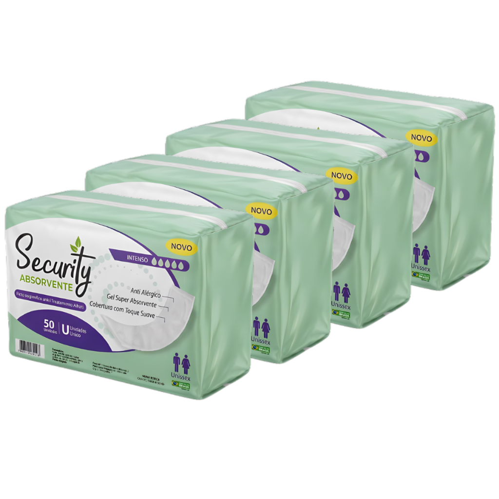 Kit 4 Absorvente Geriátrico Pós Operatório Incontinência Security - Total de 200 Unidades