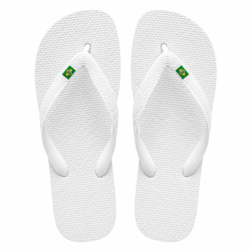 Chinelo de Dedo Masculino e Feminino Bandeira do Brasil do Brasil de Dedo Branca e Preto