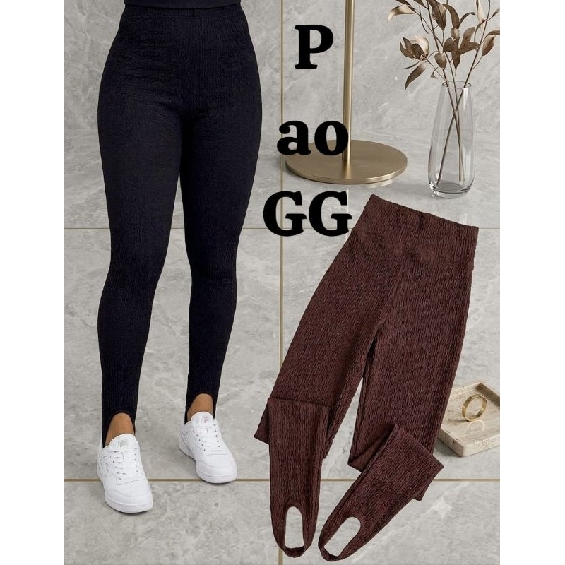 Calça Feminina Legging Texturizado Estilo Pezinho SKINNY Elegante Tecido Premium Cos Alto