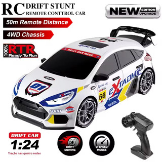 Carrinho Drift Controle Remoto 4WD RC com Luzes LED 2 Velocidades Pneus Extras Recarregável USB