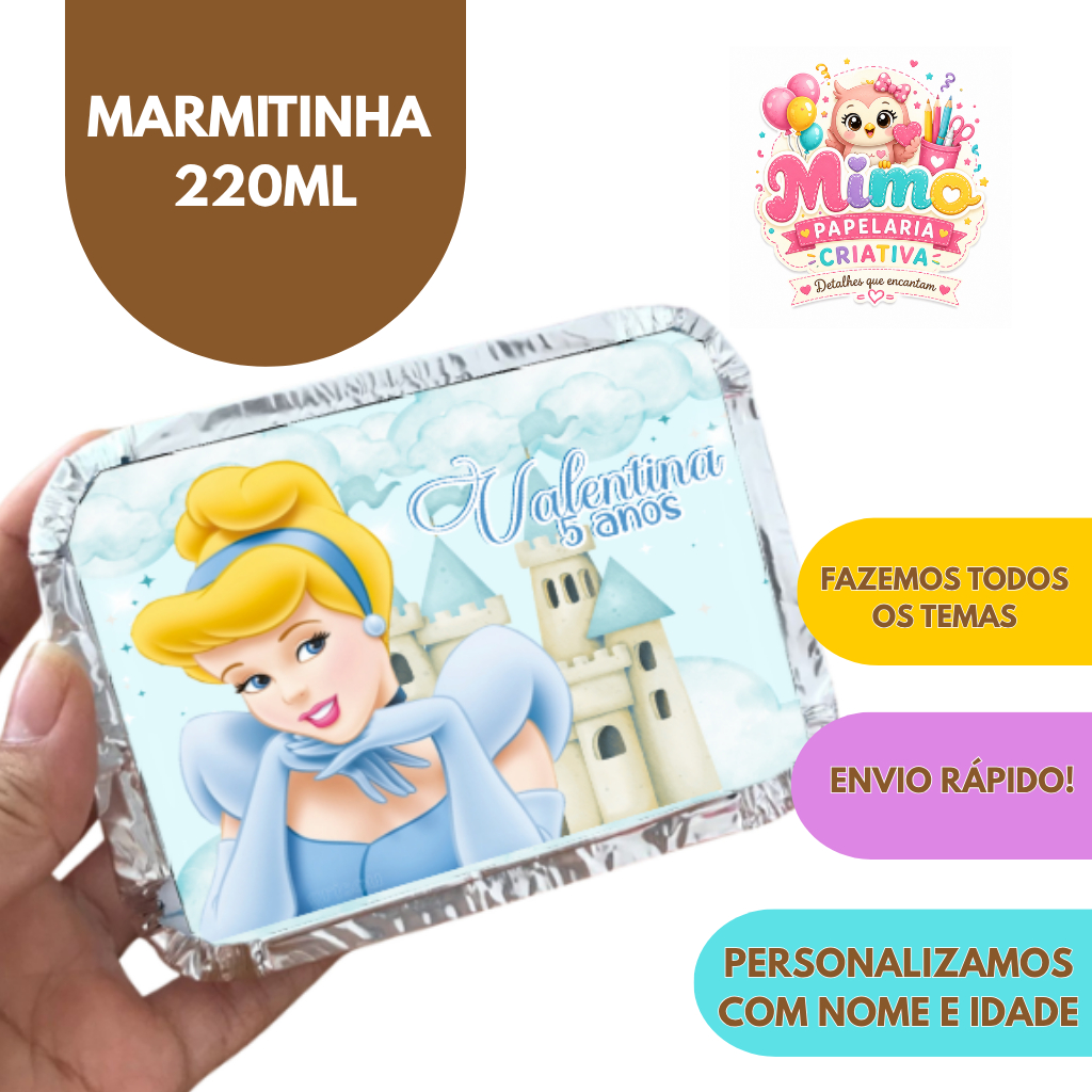 Marmita personalizada Cinderela / personalizados / kit marmita / lembrancinhas de aniversário / festa infantil