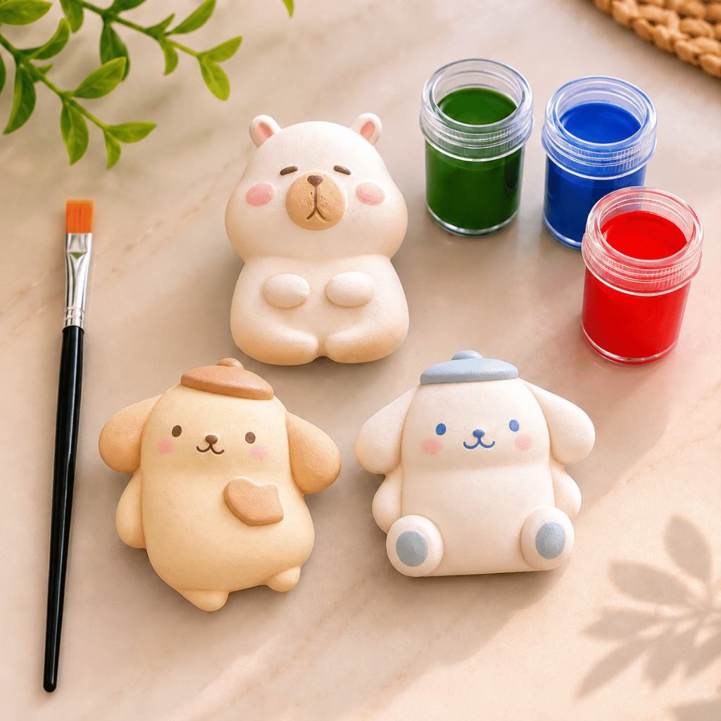 Kit Brinquedo Para Colorir Brincar Ursos Criança Tinta A Base De Agua 3 Brinquedo Pincel 3 Tintas De Colorir Pintar