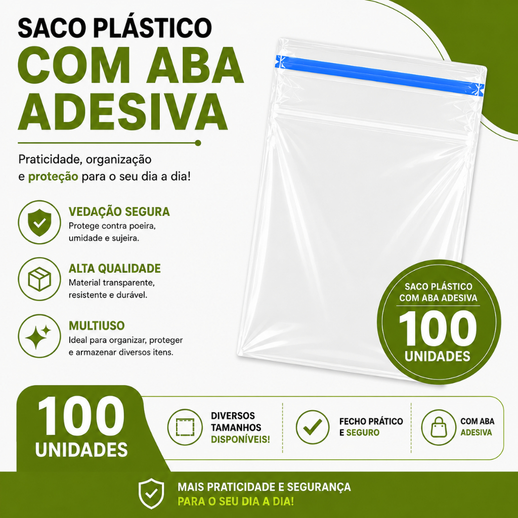 Embalagem Plástica 100un Polipropileno Transparente Com Aba Adesiva para Roupas Brindes Convites