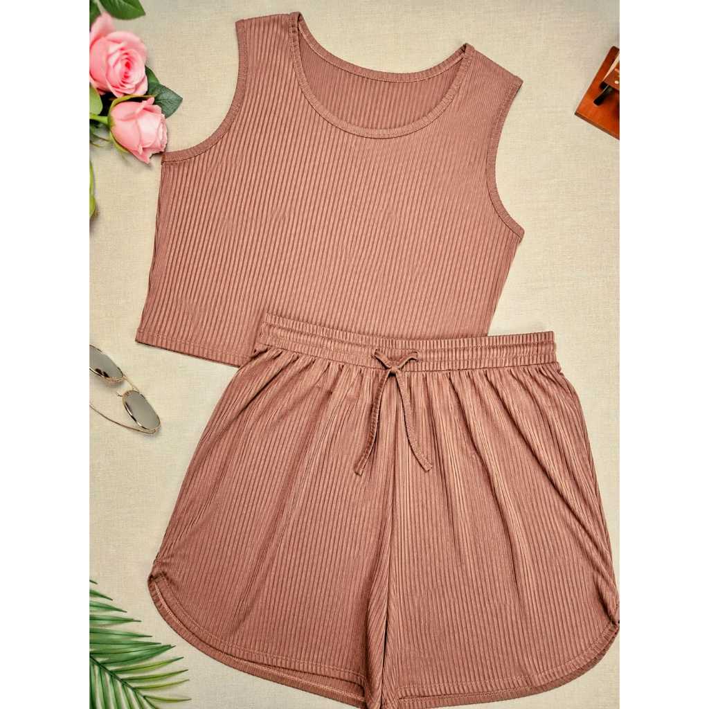 conjuntos G1 Plus size Cropped Simples básico+Short Curto Lisos malha canelado