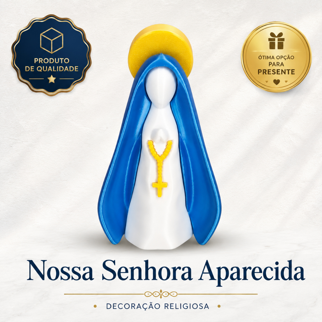 Nossa Senhora Aparecida Decorativa em Impressão 3D de 10cm | Decoração Religiosa | Presente Católico