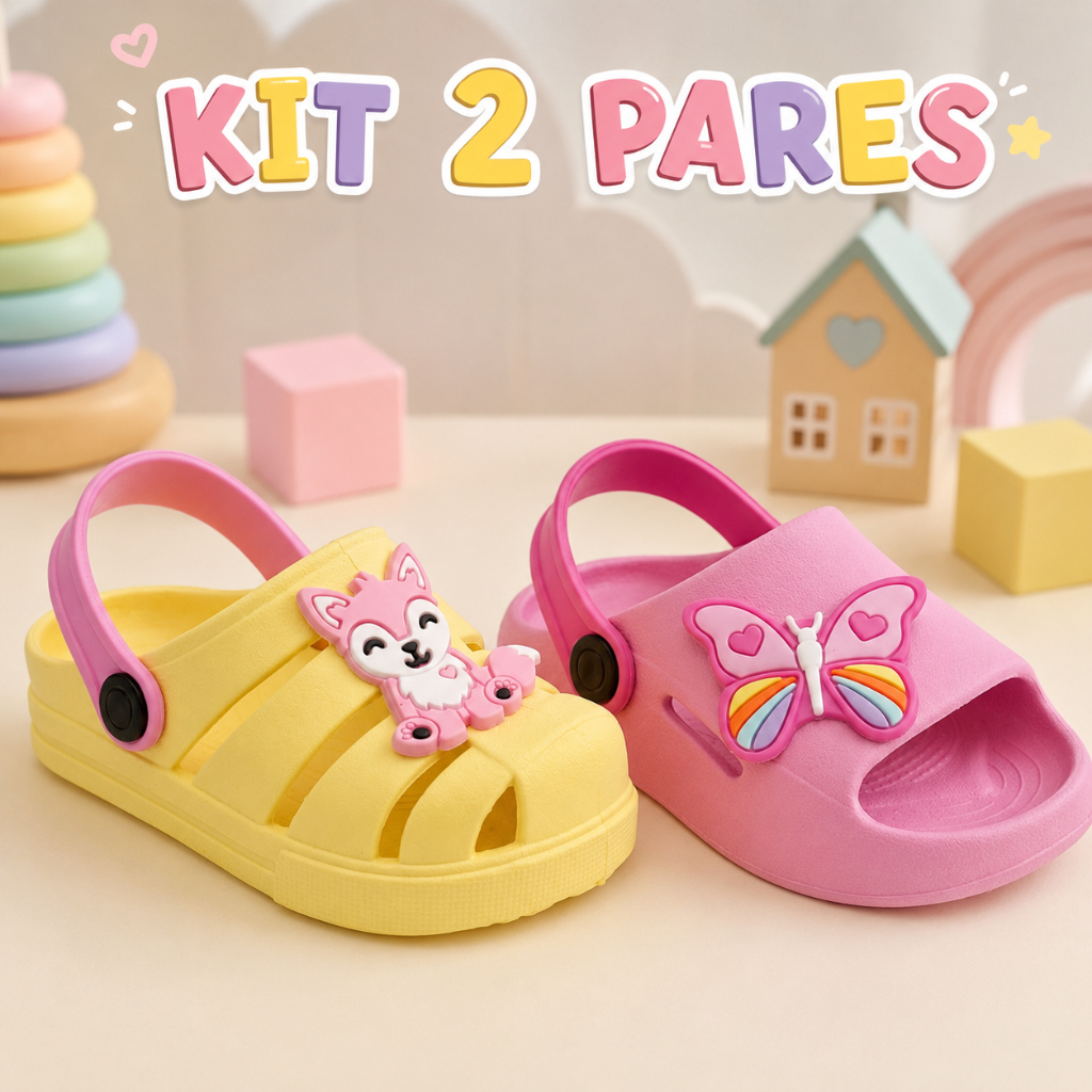 Kit 2 Sandalia Infantil Menina Sola Antiderrapante Arejado Leve