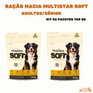 Ração Macia MultiStar Soft  para Cães Adultos Sênior KIT (2x700g)1,4kg  Premium Especial sem corantes