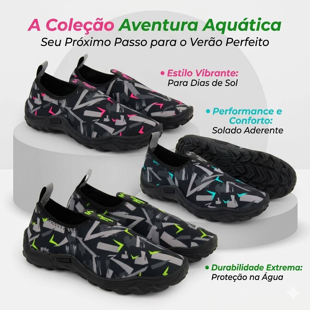 Sapatilha Nautica De Neoprene Premium Tecido Inteligente Que Nao Acumula Agua