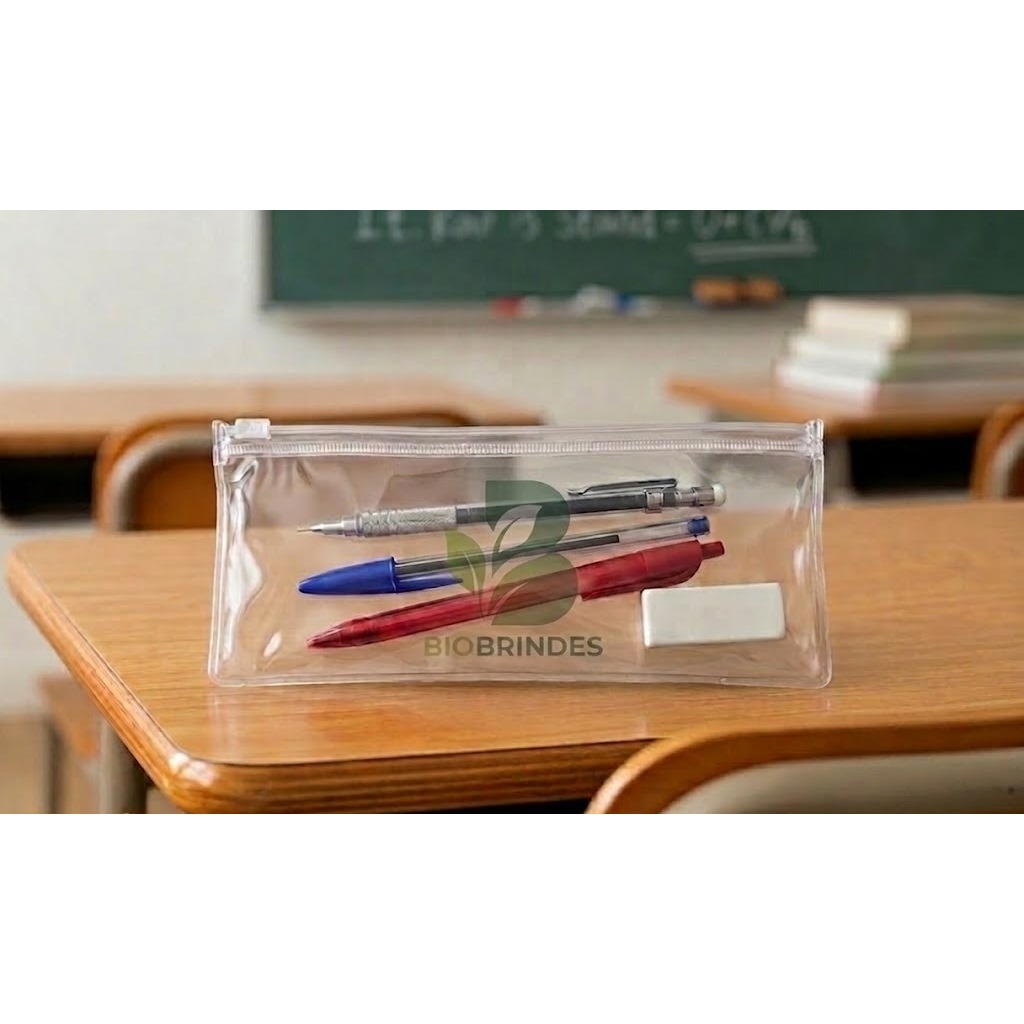 Estojo Zip Transparente Organizador 22x9cm (10, 20 ou 50 unidades)