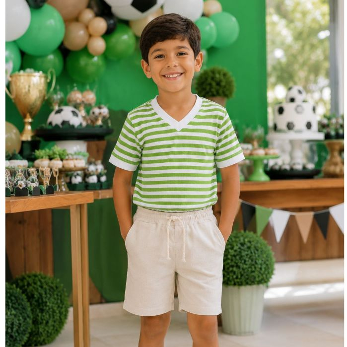 Conjunto DE CAMISA E BERMUDA VERAO  Infantil Juvenil Masculino - Meia Estação