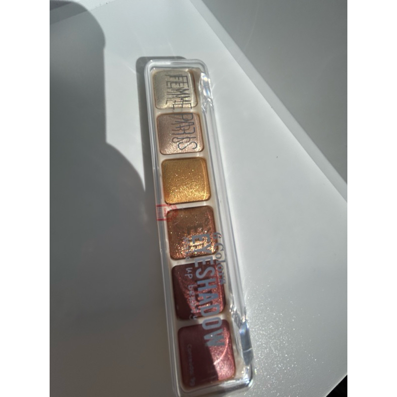 Paleta de Sombras Femme Paris Colors Eyeshadow 6 Cores Cintilante Metálica Alta Pigmentação Dourado Bronze