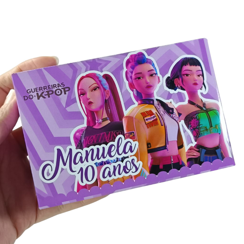 Caixinha Personalizada Guerreiras do KPOP Huntrix Lembrancinha Aniversário Caixa Doces Guloseimas Donuts Brigadeiro